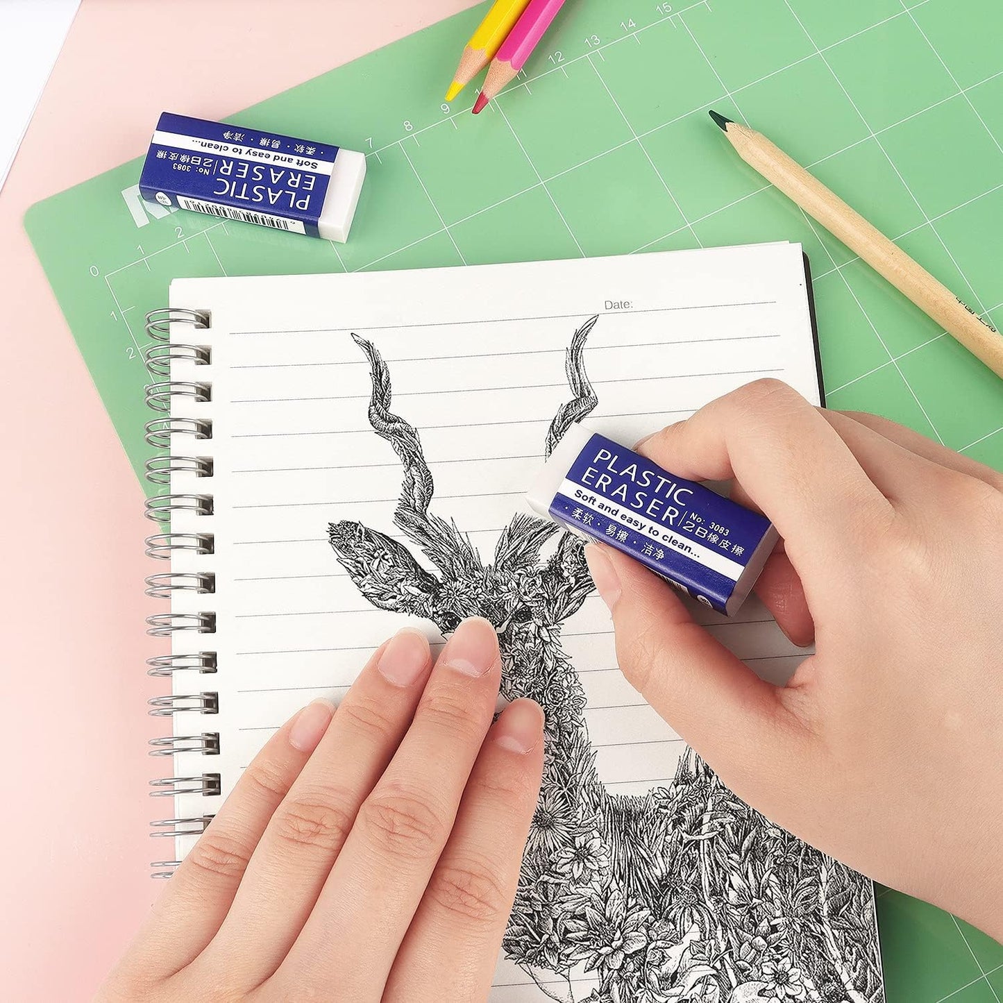 Tamaki 6 Pack Erasers, Large White Erasers for School Office, Art Eraser for Drawing