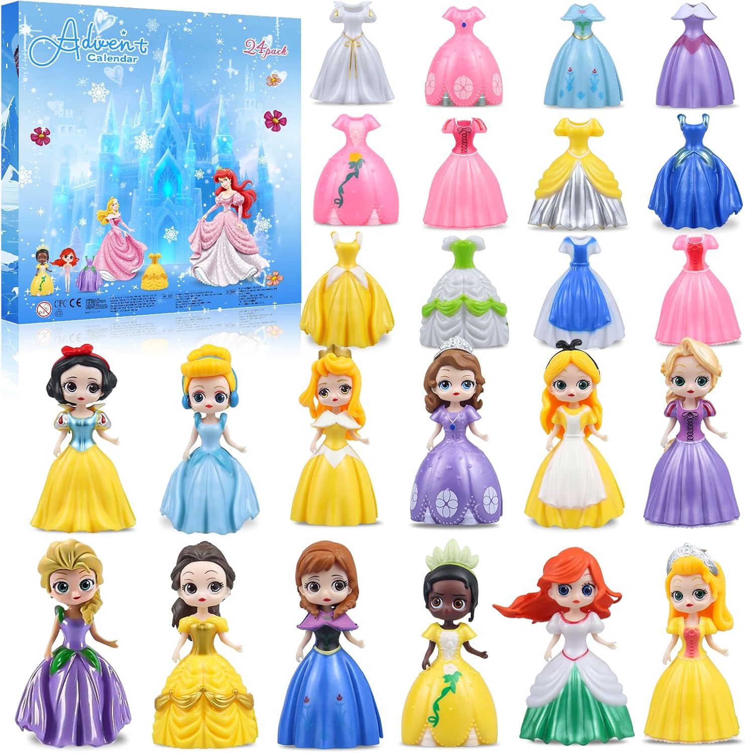 Princess Advent Calendar 2025 Girls, Princess Deformation Toys 24 Days Christmas Countdown Calendar Creative Xmas Gifts for Kids Teens
