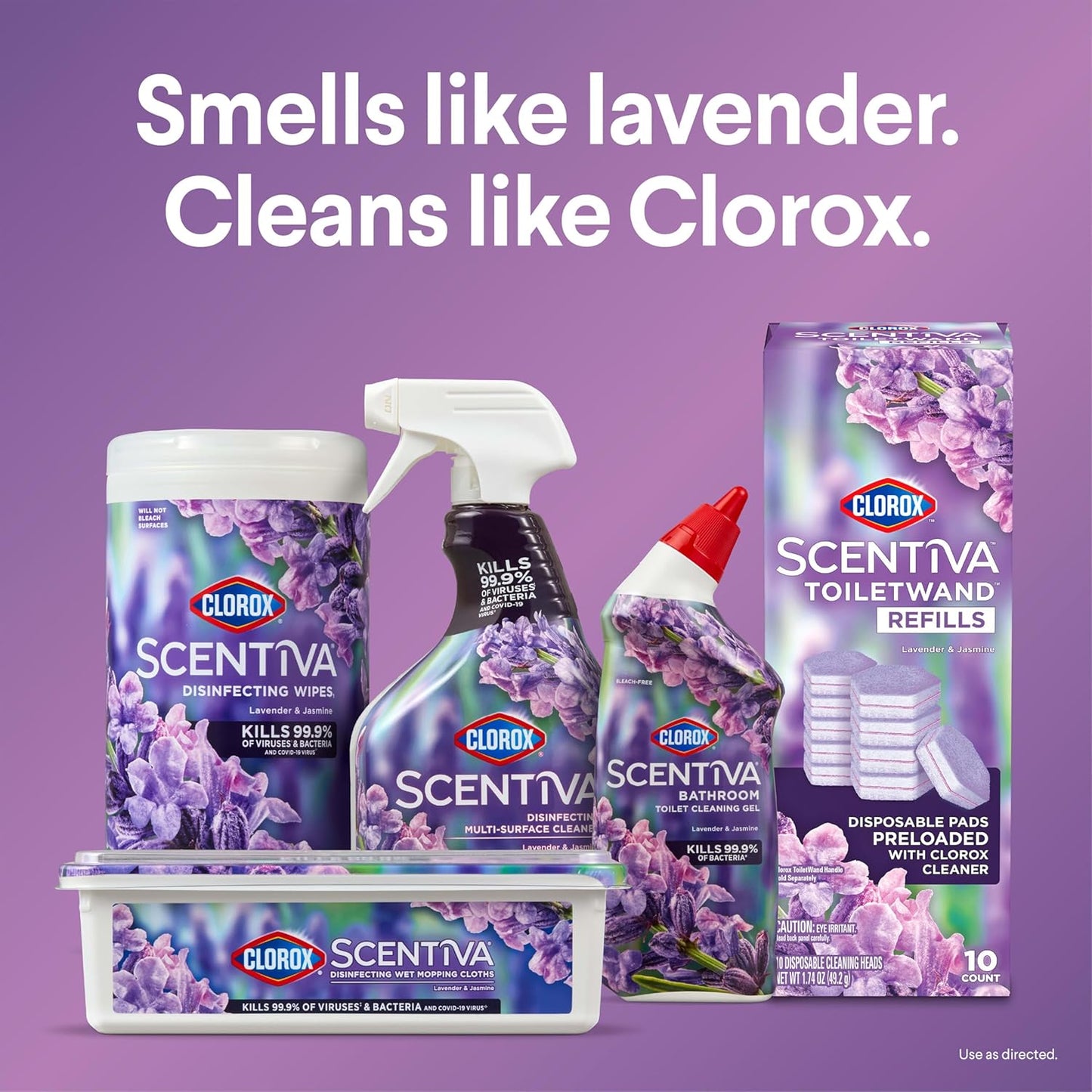 CLOROX Scentiva ToiletWand Refills, Lavender and Jasmine, Dorm Room Essentials, 10 Count