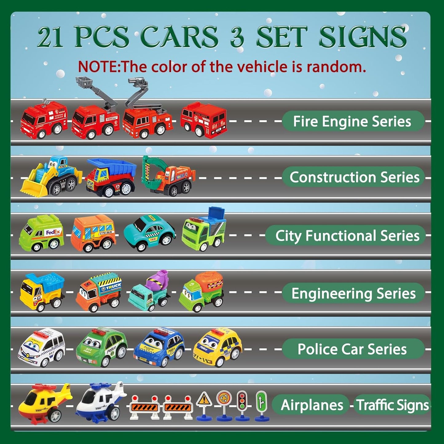 Advent Calendar 2025 Kids Boys, 24 Days Christmas Countdown with Pull-Back Cars Traffic Sign Sets, Christmas Advent Calendar Vehicles Holiday Gifts Kids Boys Girls Toddlers