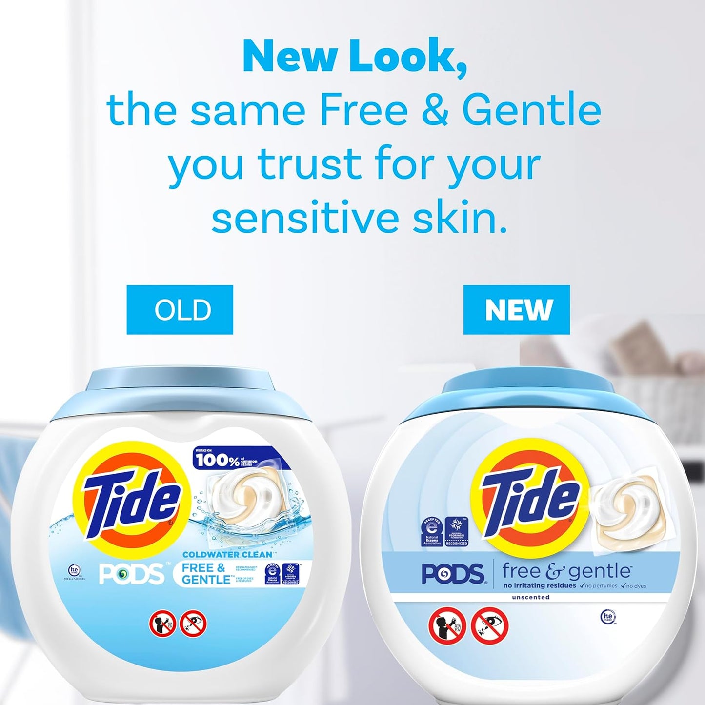 Tide PODS Free & Gentle Laundry Detergent Soap Pacs, HE Compatible, Unscented, Gentle on Skin, 76 Count, Tide PODS Laundry Detergent
