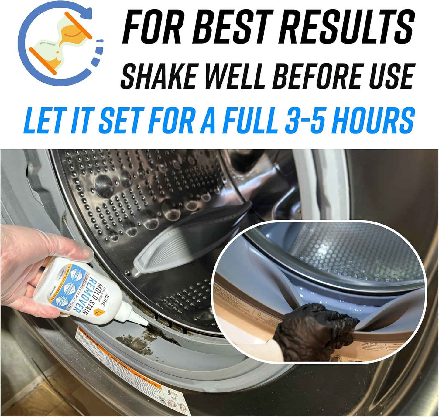 ACTIVE Mold Stain Remover Gel Cleaner Heavy Duty Stain Cleaner for Front Loader Washing Machine Seal, Bathroom Grout, Shower, Caulk - Front Load Washer Cleaning Solution - 7 Fl Oz