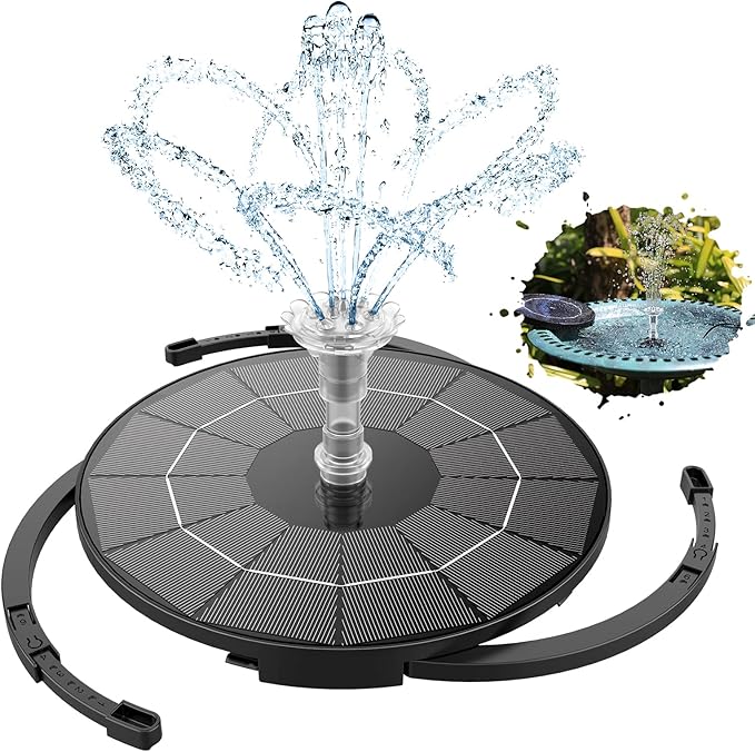 AISITIN 3.5W Solar Fountain Pump for Water Feature Outdoor DIY Solar Bird Bath Fountain with Multiple Nozzles, Solar Powered Water Fountain for Garden, Ponds, Fish Tank and Aquarium - Cart Shape
