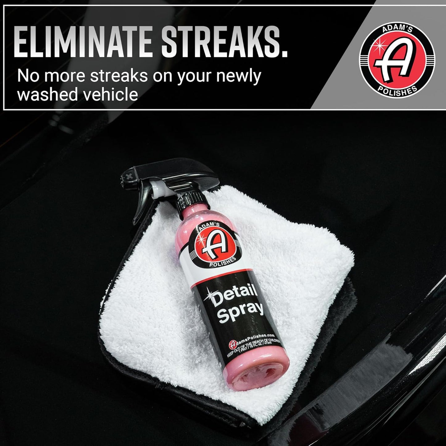 Adam's Detail Spray (16 fl. oz) - Quick Waterless Car Detailer | Polisher Clay Bar & Car Wax Booster | Adds Shine & Gloss Depth