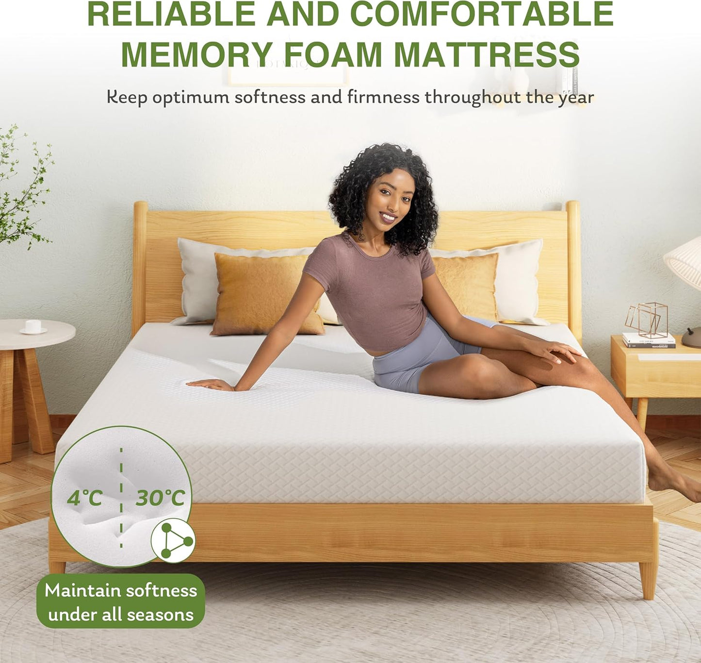 EGOHOME Full Size Memory Foam Mattress, 8 Inch Bed Mattress in A Box with Cooling Green Tea Gel, Pressure Relief with Medium Firm Support, CertiPUR-US Certified, 75''L x 54''W, ‎37.3 pounds White