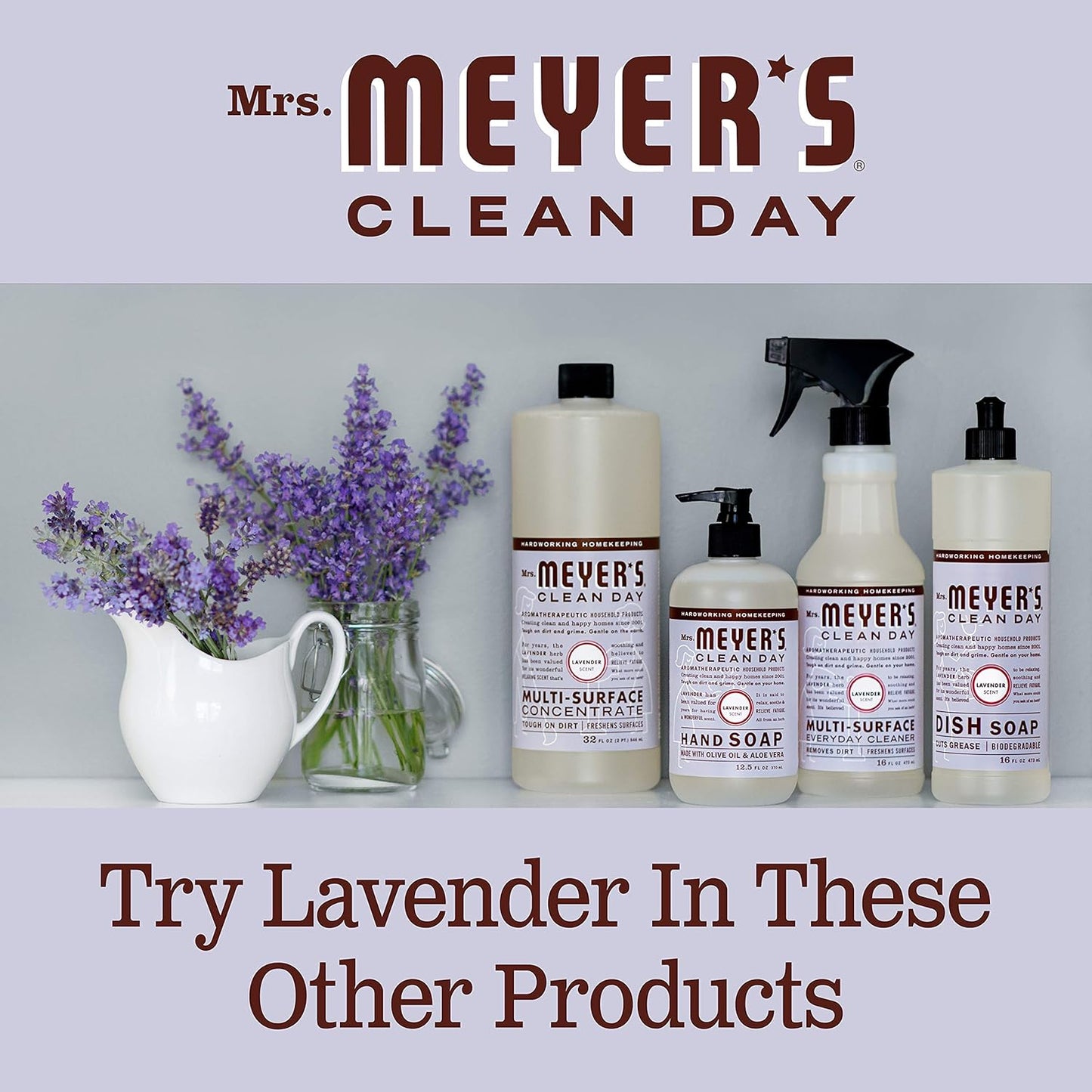 MRS. MEYER'S CLEAN DAY Liquid Hand Soap Refill, Cruelty Free and Biodegradable Formula, Lavender Scent, 33 Fl Oz (Pack of 1)