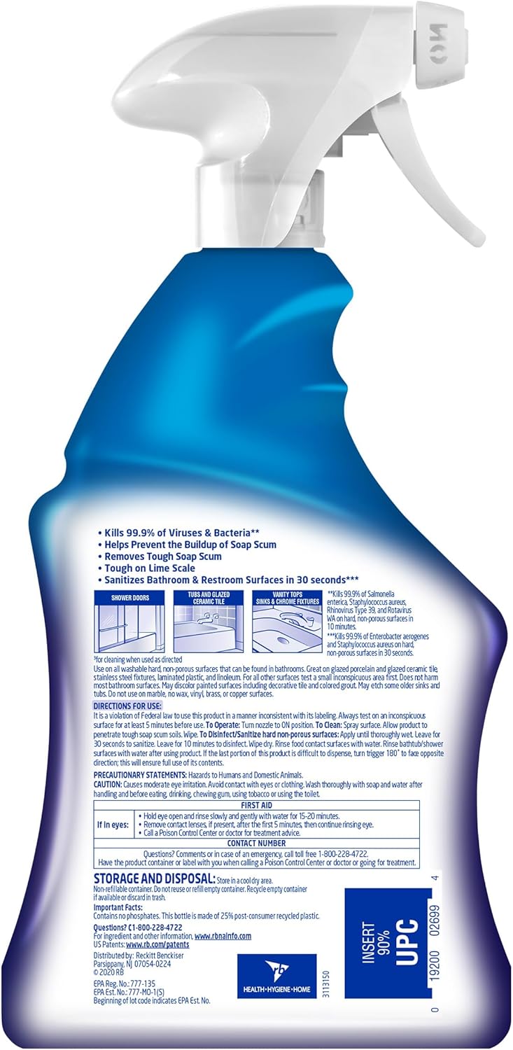 Lysol Power Foaming Cleaning Spray for Bathrooms, Foam Cleaner for Bathrooms, Showers, Tubs, 32oz