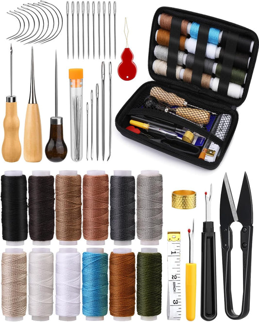 BAGERLA Heavy Duty Sewing Kit, Needle and Thread Kit with Upholstery Thread Needles Sewing Awl Seam Ripper for Car Seats Carpets Shoes Backpacks DIY Crafting