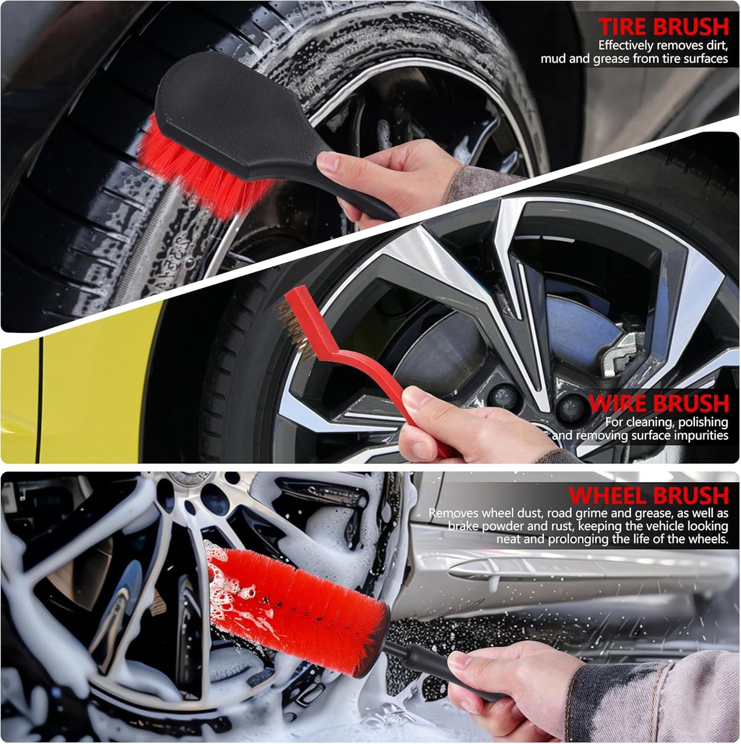 35Pcs Car Detailing Kit, Car Cleaning Kit with Windshield Cleaning Tool and Tool Box, Interior & Exterior Auto Care Supplies and Brushes (B：35PCS-R)