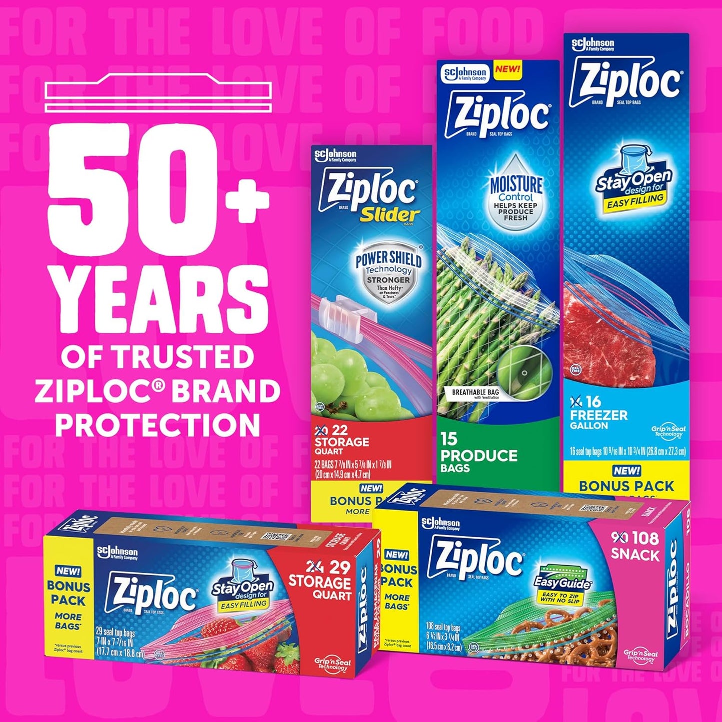 Ziploc Quart Food Storage Bags, Stay Open Design with Stand-Up Bottom, Easy to Fill, 136 Count