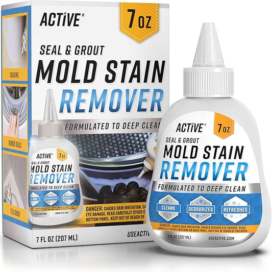ACTIVE Mold Stain Remover Gel Cleaner Heavy Duty Stain Cleaner for Front Loader Washing Machine Seal, Bathroom Grout, Shower, Caulk - Front Load Washer Cleaning Solution - 7 Fl Oz