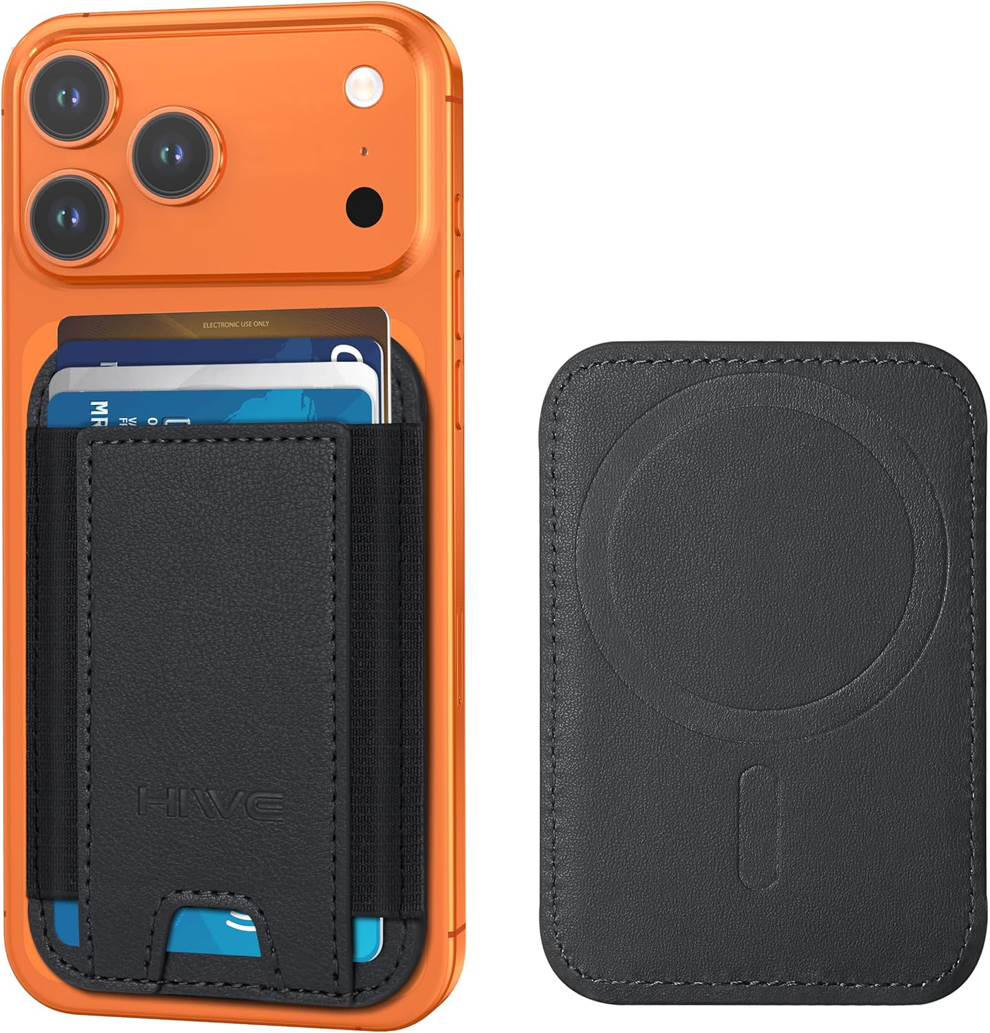 for MagSafe Wallet, Stronger Magnetic Wallet for iPhone 17/16/15/14/13/12 Series, 7 Cards Holder, Magnetic Phone Wallets, Vegan Leather Minimalist Slim RFID for iPhone Wallets, 1 Slot, Black & Black