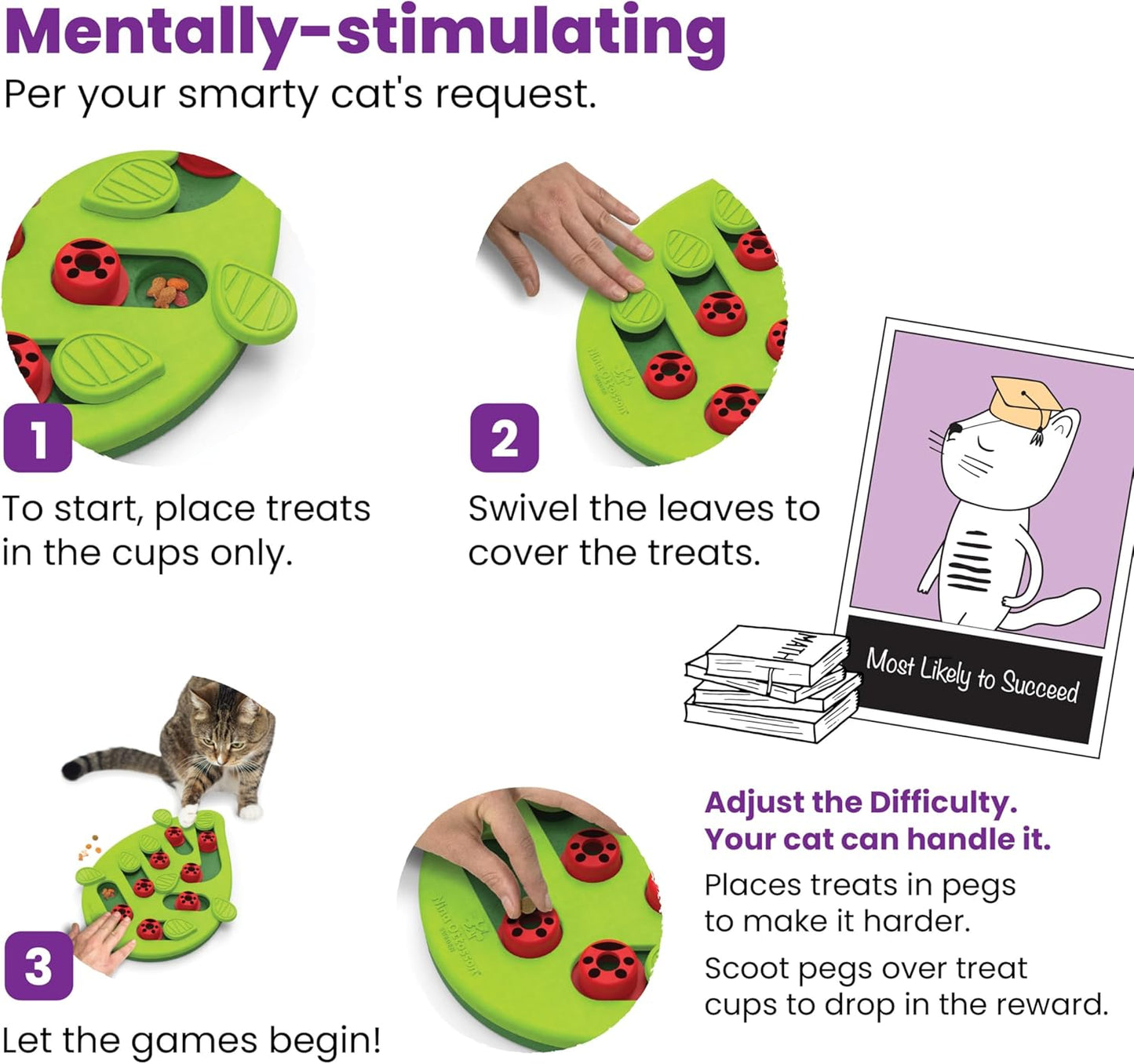 Catstages Nina Ottosson Buggin' Out Puzzle & Play – Interactive Cat Puzzle Feeder for Indoor Cats, 16 Hidden Treat Compartments, Slow Feeder, Durable & Easy-Clean