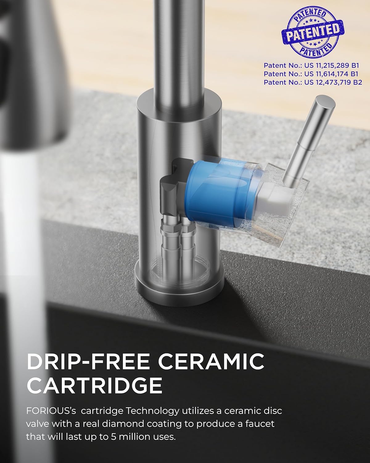 FORIOUS Kitchen Faucets with Pull Down Sprayer, Brushed Nickel, High Arc Single Handle Classic Stainless Steel Sink Faucet 1 or 3 Hole, Suitable for Farmhouse Camper Laundry Rv Bar