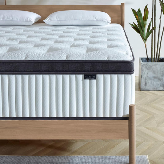 Full Size Mattress, 12 Inch Memory Foam, Independent Spring, Soft and Comfortable Medium Firm Hybrid Mattress in A Box, Pressure Relief