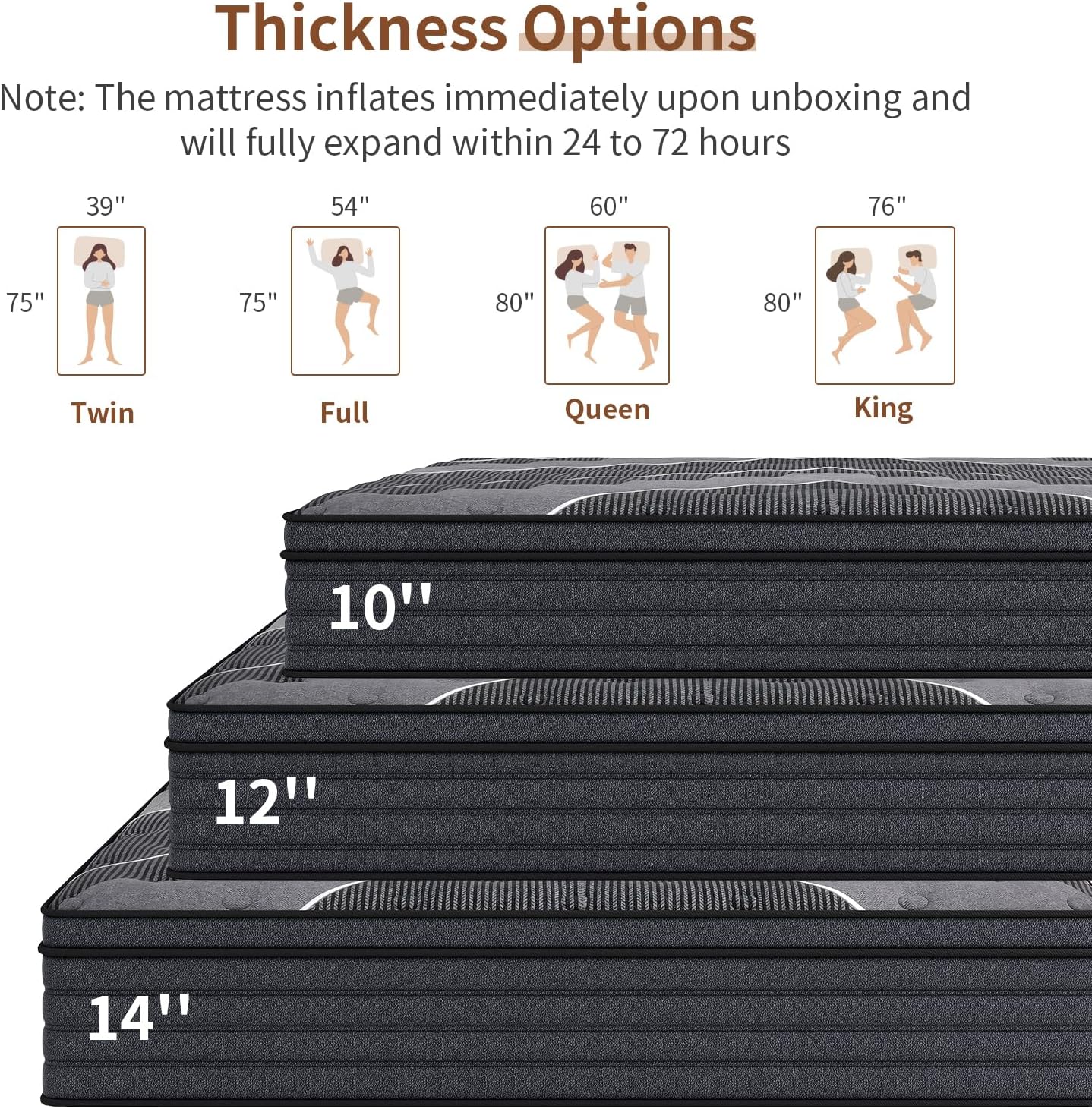 Queen Mattress, 12 Inch Hybrid Mattress in a Box, Medium Firm,Memory Foam and Individual Pocket Springs for Pressure Relief, CertiPUR-US Certified