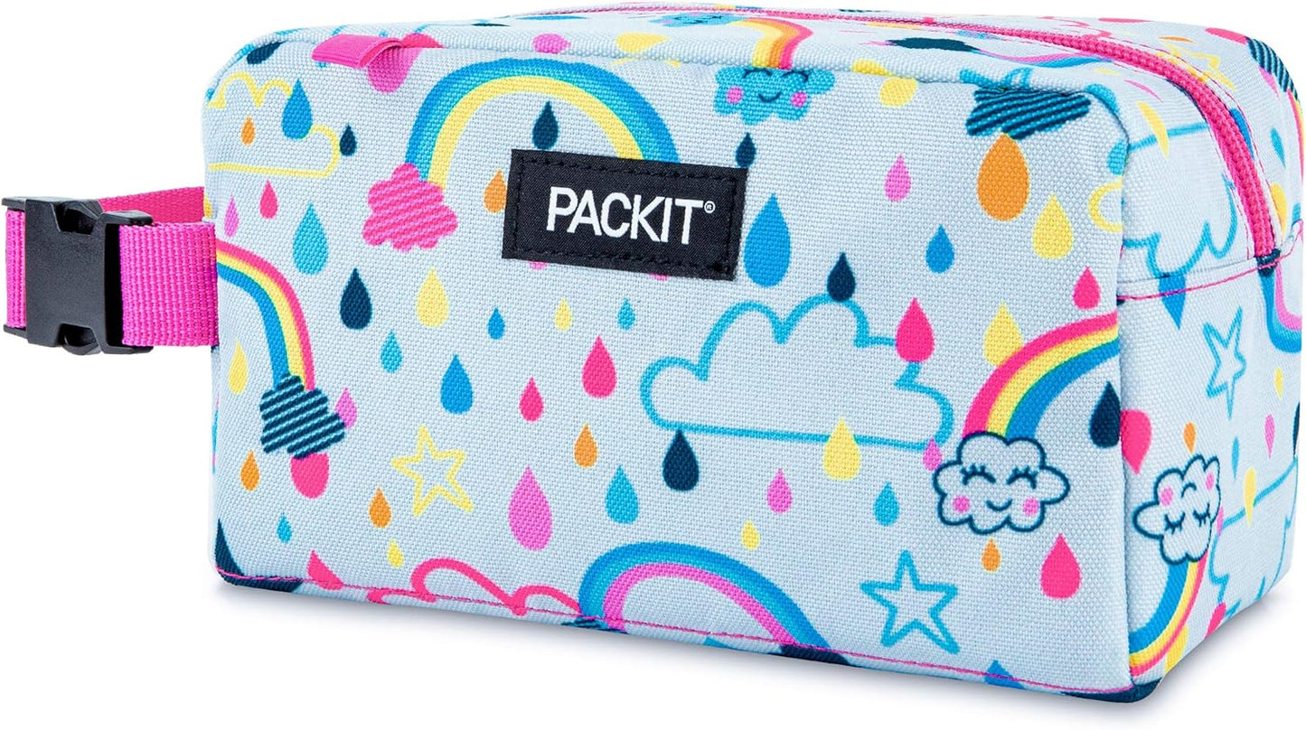 PackIt Freezable Snack Box, Rainbow Sky, Built with ECOFREEZE Technology, Collapsible, Reusable, Zip Closure with Buckle Handle, Great for All Ages and Fresh Snacks on the go