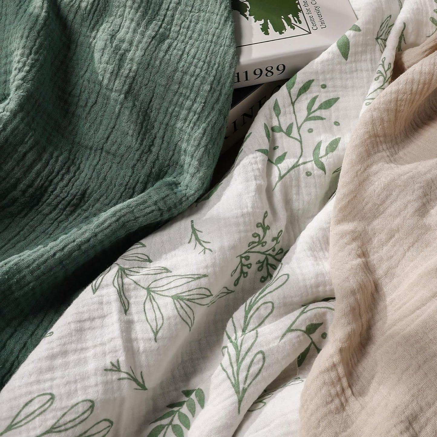 Muslin Swaddle Blankets for Newborn, 3 Pack Breathable Soft Receiving Blanket, Large 38 x 40 inches Swaddle Wrap Burping Clothes, Essentials Infant Shower Items, Toddler Gift (Bright Colors)