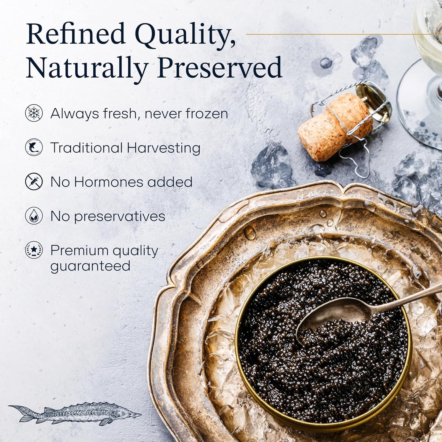 OVERNIGHT GUARANTEED, Bester’s Royal Beluga Hybrid Caviar Gift Set - Rated Best Black Caviar in the World, 1oz (28G) Glass Jar with Free Blinis, Spoons, Gift Set (Huso huso x baerii)
