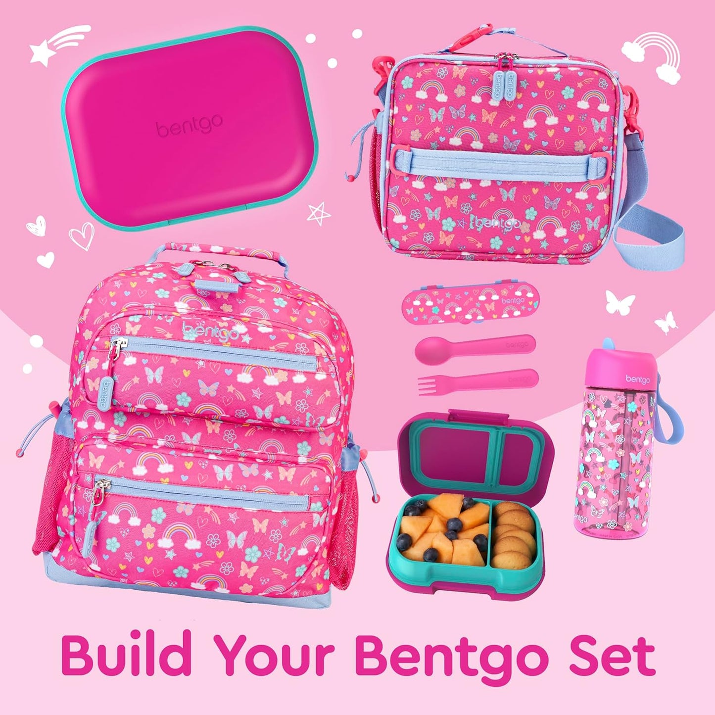 Bentgo Chill Kids Leak-Proof Lunch Box - 4-Compartment Bento Box with Built-In Ice Pack, 3.3 Cup Capacity, PFAS & BPA-Free, Microwave & Dishwasher Safe, Ideal Size for Ages 3 to 7 (Fuchsia/Teal)