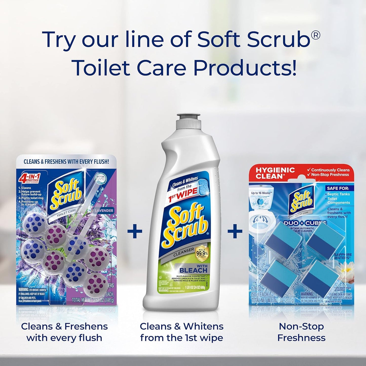 Soft Scrub 4-in-1 Rim Hanger Toilet Bowl Cleaner, Lavender, 2 Count