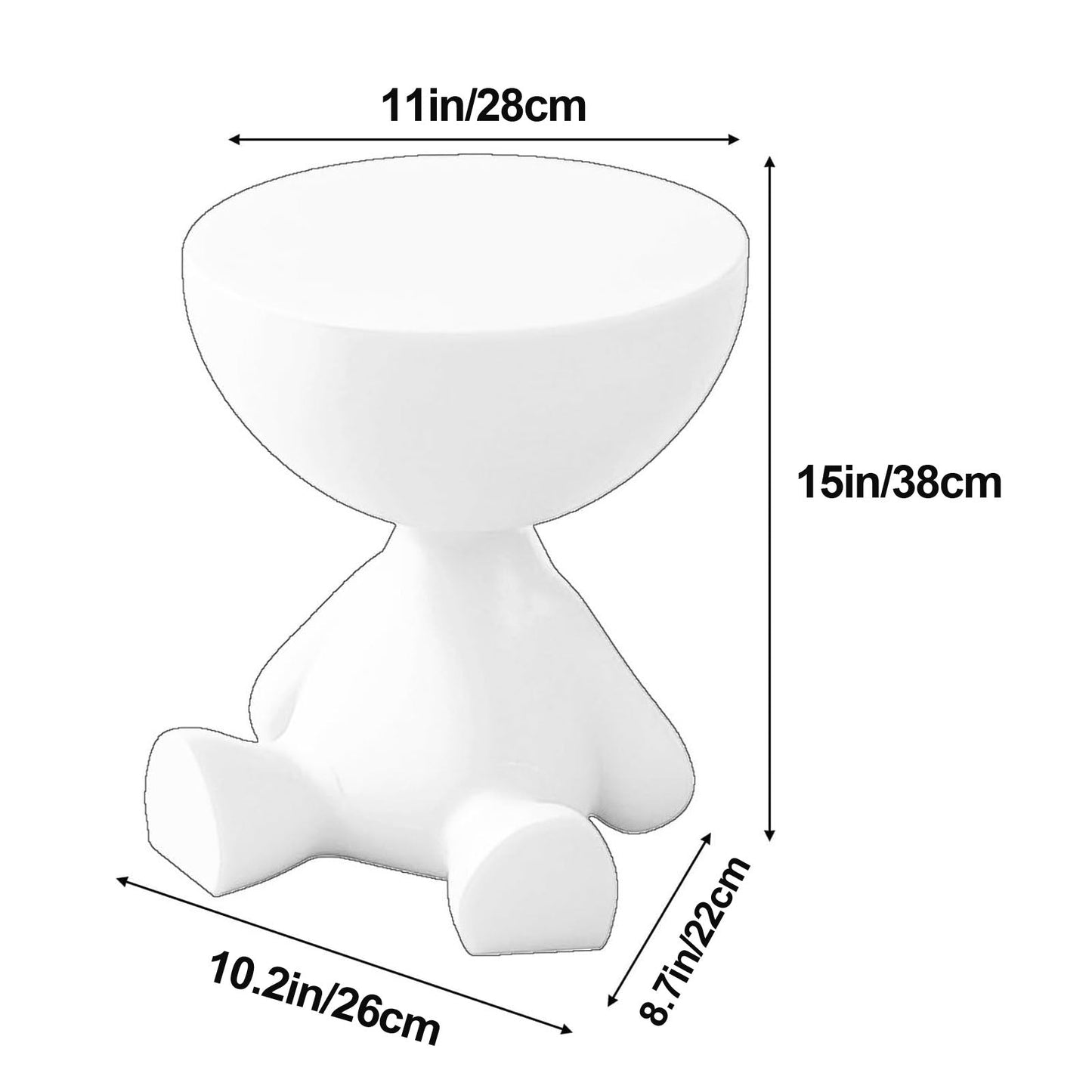 Mini Circle Side Table, Small Modern Bowl-Shaped Coffee Table, Sofa End Table Nightstand , Modern Bedside Home Decor for Living Room, Bedroom，Living Room (Black)